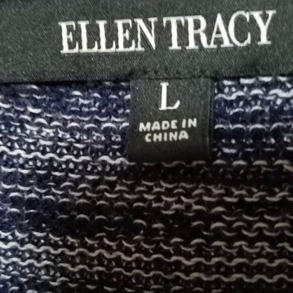 Ellen Tracy Marled Black White Tunic Sweater Large - Picture 2 of 8
